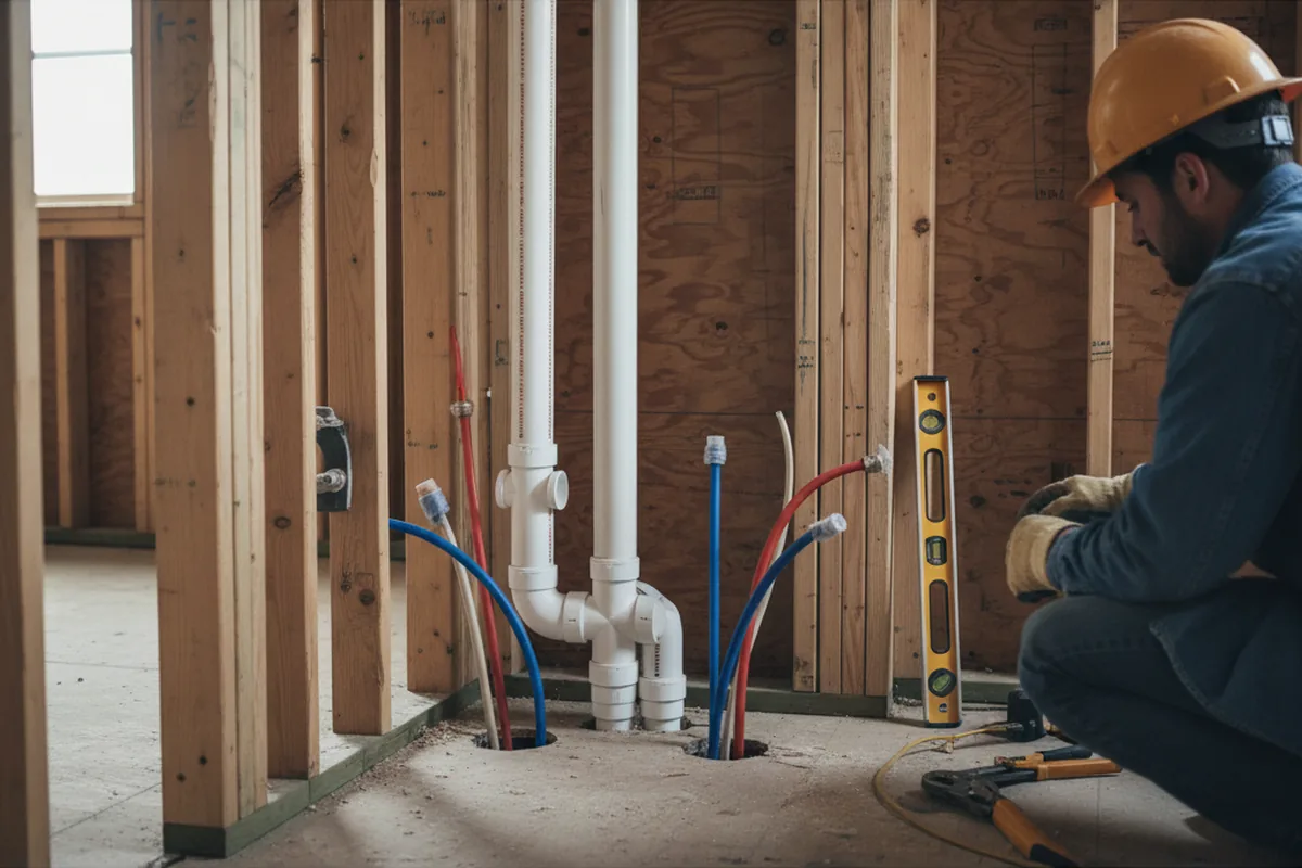 Drain and supply rough-in during Drain Cleaning in Eliot