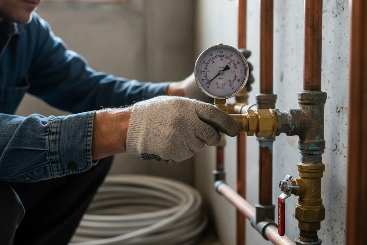 Pressure testing a repaired line during Water Line Repair in Eliot